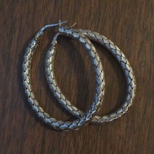 Braided Italian Sterling Silver Oval Hoops